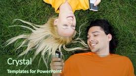  Presentation with green technology - Colorful slide deck enhanced with the grass with mobile backdrop and a  colored foreground