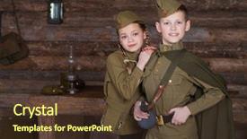  Presentation with world war - Presentation design featuring the great patriotic war background and a tawny brown colored foreground