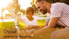  Presentation with father - PPT theme having the green park fix background and a gold colored foreground
