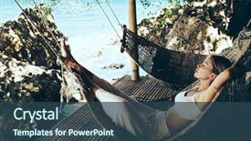  Presentation with relaxing - Presentation theme consisting of the hammock on tropical background and a ocean colored foreground