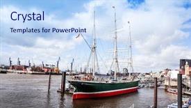  Presentation with hamburg - Presentation design featuring the harbor of hamburg background and a light blue colored foreground
