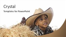  Presentation with cowboy hat - Presentation enhanced with the hay cowboy boots background and a white colored foreground