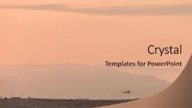  Presentation with airplane and airport - Audience pleasing PPT theme consisting of sunset in the heraklion airport backdrop and a coral colored foreground