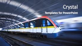  Presentation with blur - PPT theme enhanced with the high-speed train background and a ocean colored foreground
