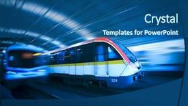  Presentation with transportation train - Theme consisting of public transportation technology - background of the high-speed train background and a ocean colored foreground