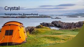  Presentation with tent - PPT theme featuring the highlands of scotland background and a light blue colored foreground