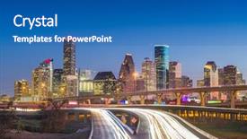  Presentation with highways - Colorful slides enhanced with boulevard - houston texas usa downtown skyline backdrop and a ocean colored foreground