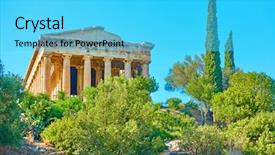  Presentation with ancient greece - Colorful presentation design enhanced with the hill in athen backdrop and a cyan colored foreground