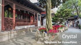  Presentation with china shanghai - PPT layouts consisting of the historic yuyuan garden background and a gray colored foreground