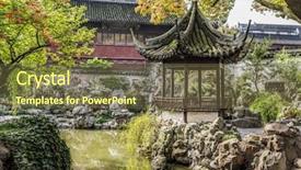  Presentation with china shanghai - Amazing PPT theme having the historic yuyuan garden backdrop and a tawny brown colored foreground