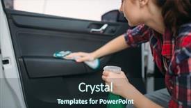  Presentation with car cleaning - PPT theme consisting of the interior of car background and a wine colored foreground