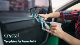  Presentation with car cleaning - Slide deck with the interior of car background and a wine colored foreground