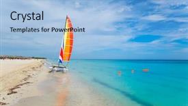  Presentation with sailboat - Presentation theme consisting of the island of cuba background and a light blue colored foreground