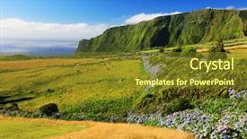  Presentation with summer - Presentation theme having the island of flores background and a tawny brown colored foreground