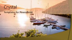  Presentation with island sunset - Cool new slide set with the island of virgin backdrop and a lemonade colored foreground