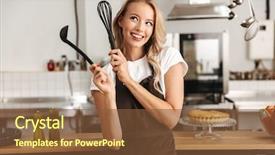  Presentation with cook chef - Audience pleasing PPT layouts consisting of the kitchen holding ladle backdrop and a tawny brown colored foreground