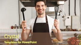  Presentation with cook chef - Amazing theme having the kitchen holding ladle backdrop and a tawny brown colored foreground