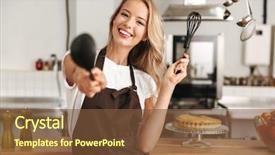  Presentation with cook chef - Beautiful slides featuring the kitchen holding ladle backdrop and a tawny brown colored foreground