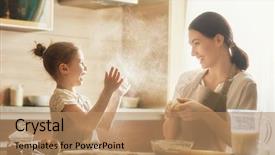  Presentation with mother child - Audience pleasing presentation consisting of the kitchen homemade food backdrop and a coral colored foreground