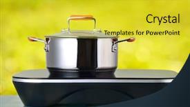  Presentation with metal - PPT layouts consisting of the kitchen on induction background and a yellow colored foreground