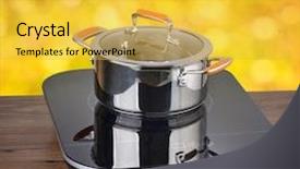  Presentation with metal - Colorful PPT layouts enhanced with the kitchen on induction backdrop and a yellow colored foreground