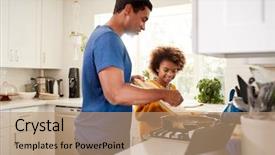  Presentation with teen food - Theme consisting of the kitchen preparing food background and a coral colored foreground