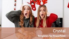  Presentation with girls running - Beautiful presentation theme featuring the kitchen running late backdrop and a coral colored foreground