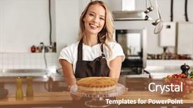  Presentation with cook chef - Colorful PPT layouts enhanced with the kitchen showing tasty backdrop and a tawny brown colored foreground