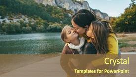  Presentation with fall lake - Beautiful slide deck featuring the lake in autumn backdrop and a tawny brown colored foreground