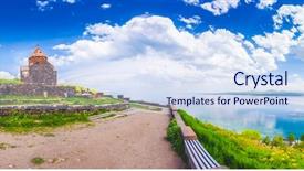  Presentation with armenia - Audience pleasing slides consisting of the lake sevan armenia backdrop and a sky blue colored foreground