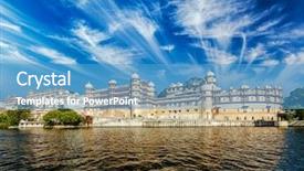  Presentation with udaipur - Theme enhanced with the lake udaipur rajasthan background and a teal colored foreground