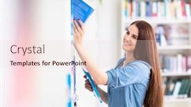  Presentation with high school - Colorful presentation theme enhanced with the-library-pretty-female-student backdrop and a lemonade colored foreground