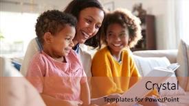  Presentation with african american children - Cool new presentation theme with the living room reading backdrop and a red colored foreground