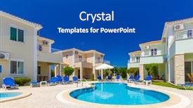  Presentation with luxury resort - Amazing presentation design having the luxury summer resort backdrop and a ocean colored foreground