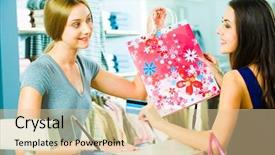  Presentation with salesperson - Presentation theme consisting of the mall with smile background and a lemonade colored foreground