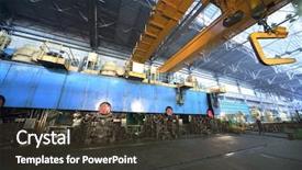  Presentation with manufacturing plant - Beautiful PPT layouts featuring press machine of rolling mill backdrop and a tawny brown colored foreground
