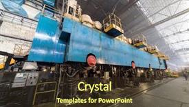  Presentation with machine shop floor - PPT theme featuring press machine of rolling mill in in the manufacturing shop floor plant background and a tawny brown colored foreground