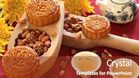  Presentation with pastries - Slides featuring the mid-autumn festival background and a tawny brown colored foreground