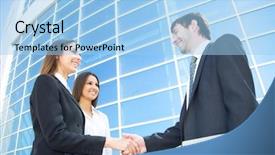  Presentation with trust - Presentation design consisting of the modern office building background and a light blue colored foreground