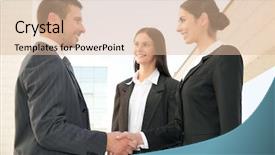  Presentation with team building - PPT theme with the modern office building background and a  colored foreground