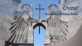  Presentation with armenia - Colorful presentation design enhanced with the monastery echmiadzin armenia backdrop and a teal colored foreground