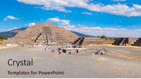  Presentation with teotihuacan - Presentation theme with the moon at teotihuacan background and a light gray colored foreground