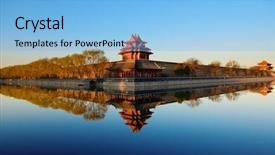  Presentation with lake - Presentation design featuring the morning in beijing background and a light blue colored foreground