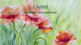  Presentation with poppies - PPT theme featuring the morning oil painting background and a mint green colored foreground