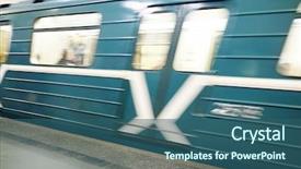  Presentation with metro train - Amazing PPT theme having the moscow metro lenin backdrop and a ocean colored foreground