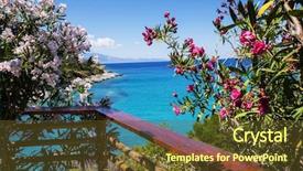  Presentation with zakynthos - Beautiful slide deck featuring the most beautiful places backdrop and a tawny brown colored foreground