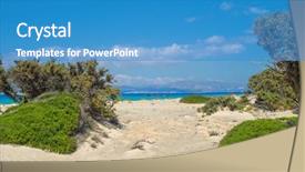  Presentation with crete island - Presentation theme with the most beautiful uninhabited background and a teal colored foreground