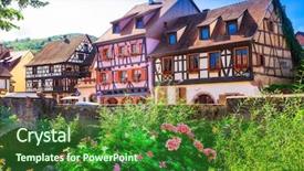  Presentation with france - Beautiful PPT layouts featuring the most beautiful village backdrop and a forest green colored foreground