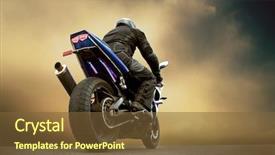  Presentation with motorcycle - PPT layouts having the motorcycle under sky background and a tawny brown colored foreground