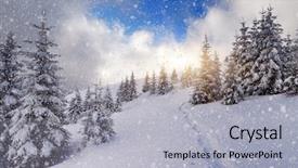  Presentation with mountain snow - Presentation design consisting of the mountain forest blizzard background and a light gray colored foreground